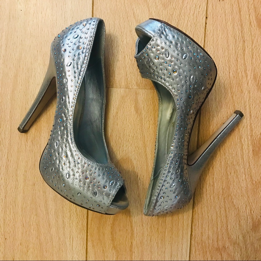 Silver rhinestone sparkle heels